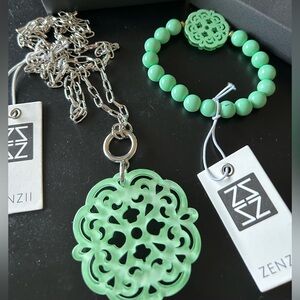 NWT mint green Zenzii boutique necklace and bracelet matching set.